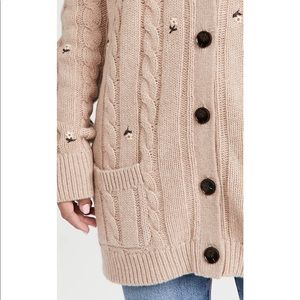 THE GREAT.  Embroidered Cable Cashmere Cardigam Sweater.  1/S